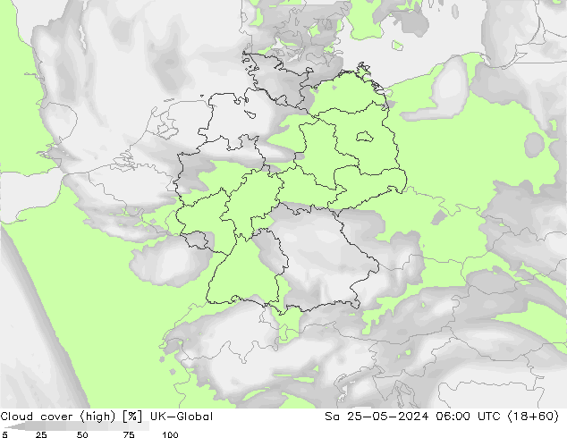 Bewolking (Hoog) UK-Global za 25.05.2024 06 UTC