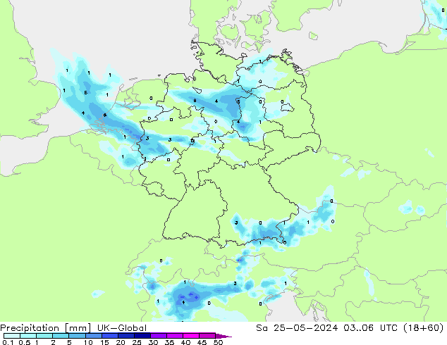 Precipitation UK-Global Sa 25.05.2024 06 UTC