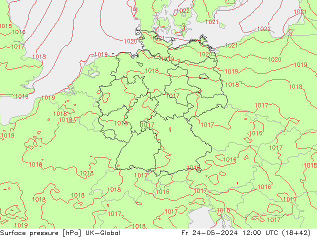 pression de l'air UK-Global ven 24.05.2024 12 UTC