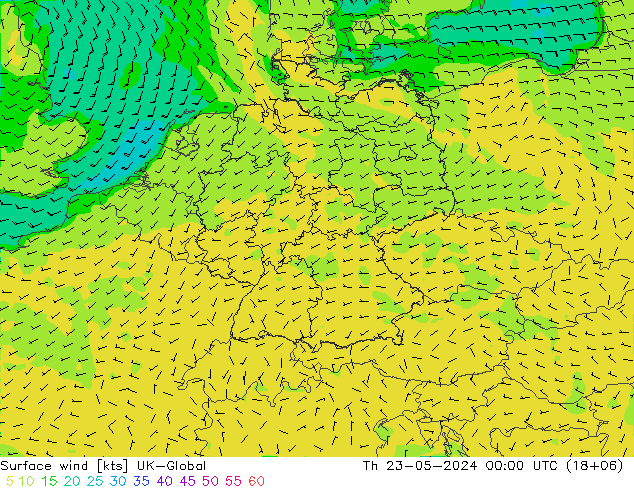 风 10 米 UK-Global 星期四 23.05.2024 00 UTC