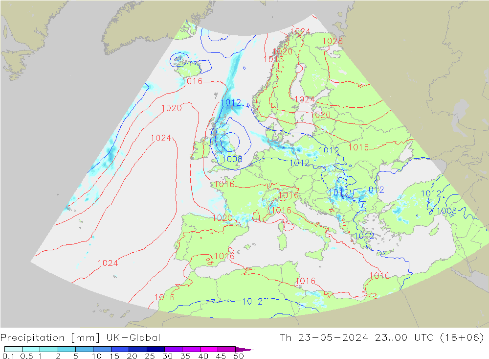 降水 UK-Global 星期四 23.05.2024 00 UTC