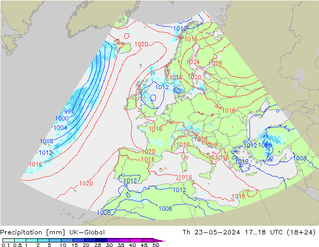 Srážky UK-Global Čt 23.05.2024 18 UTC