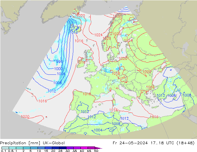 Niederschlag UK-Global Fr 24.05.2024 18 UTC