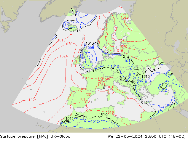 приземное давление UK-Global ср 22.05.2024 20 UTC