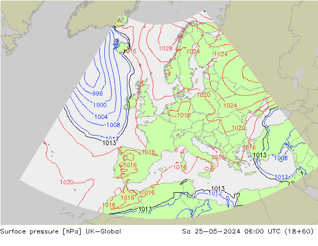 Luchtdruk (Grond) UK-Global za 25.05.2024 06 UTC