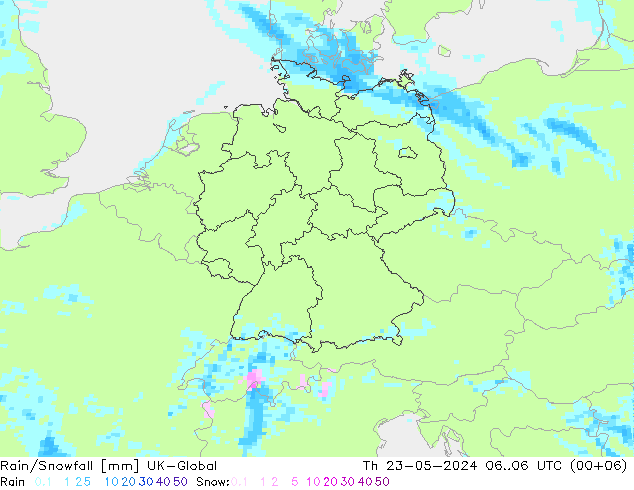 Lluvia/nieve UK-Global jue 23.05.2024 06 UTC