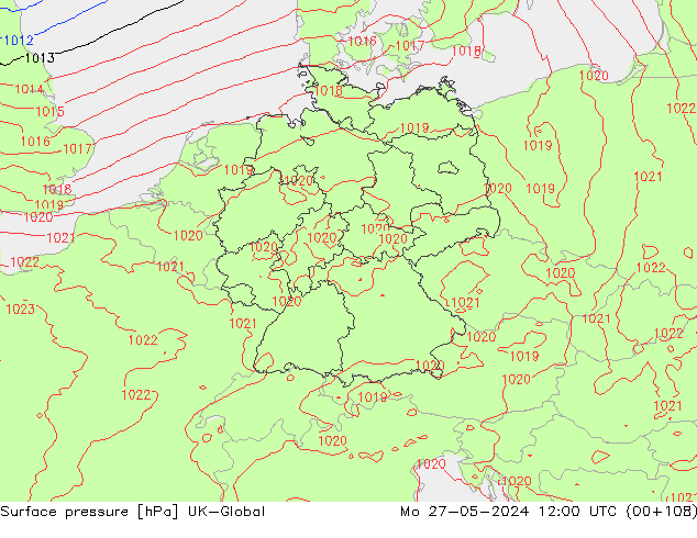 Pressione al suolo UK-Global lun 27.05.2024 12 UTC