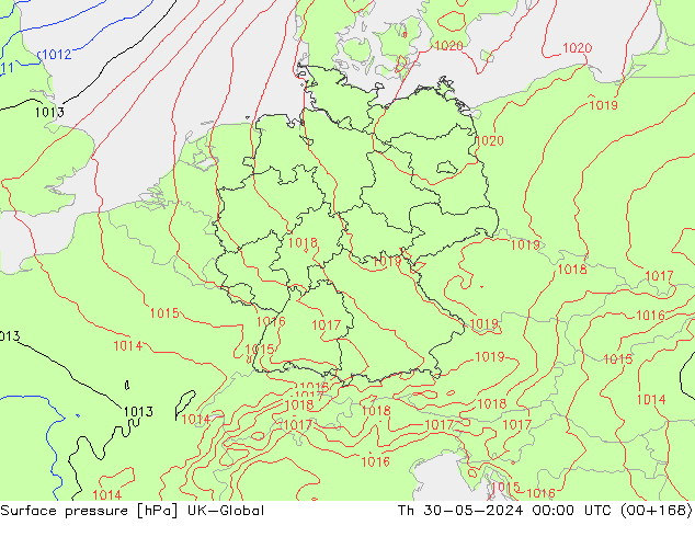 地面气压 UK-Global 星期四 30.05.2024 00 UTC
