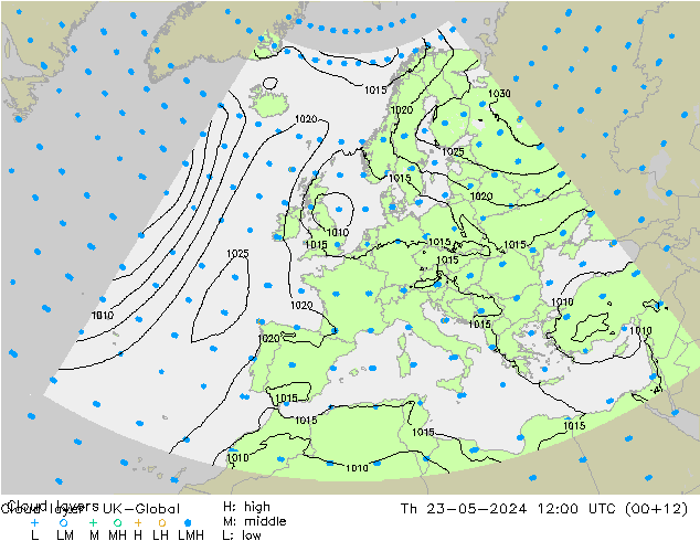 Cloud layer UK-Global gio 23.05.2024 12 UTC