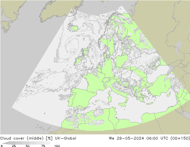 oblačnosti uprostřed UK-Global St 29.05.2024 06 UTC