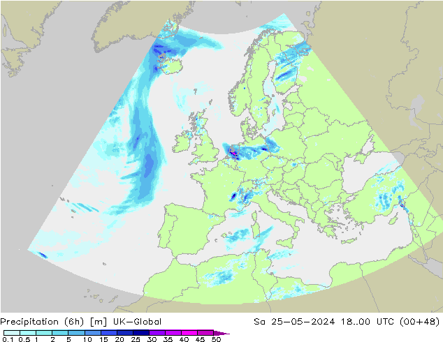 Precipitation (6h) UK-Global Sa 25.05.2024 00 UTC