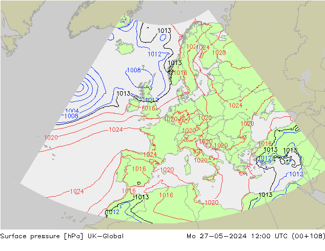 pression de l'air UK-Global lun 27.05.2024 12 UTC