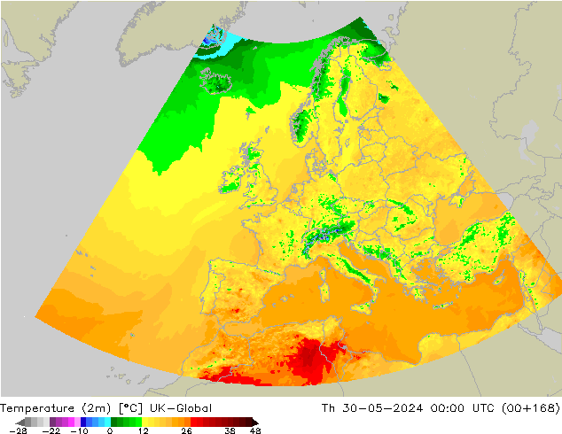 Sıcaklık Haritası (2m) UK-Global Per 30.05.2024 00 UTC