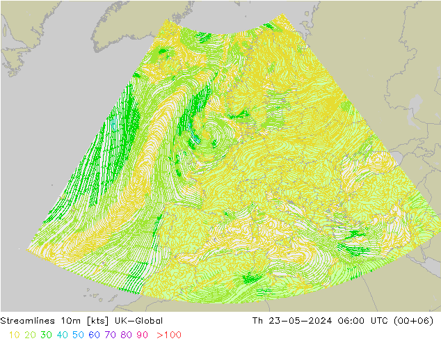 风 10m UK-Global 星期四 23.05.2024 06 UTC