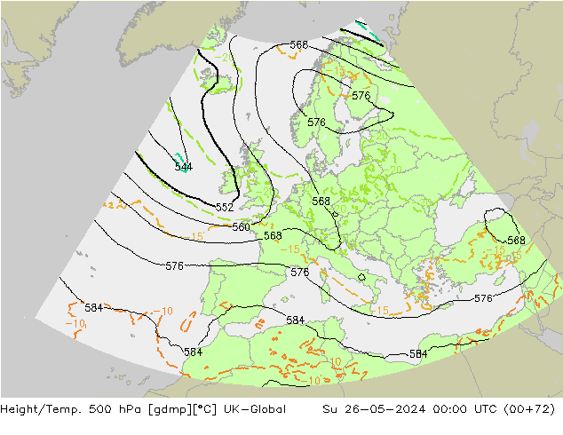 Height/Temp. 500 hPa UK-Global Su 26.05.2024 00 UTC