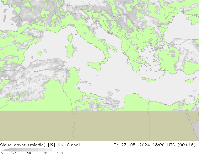 Nuages (moyen) UK-Global jeu 23.05.2024 18 UTC