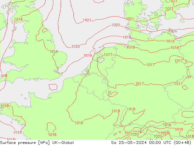 Surface pressure UK-Global Sa 25.05.2024 00 UTC
