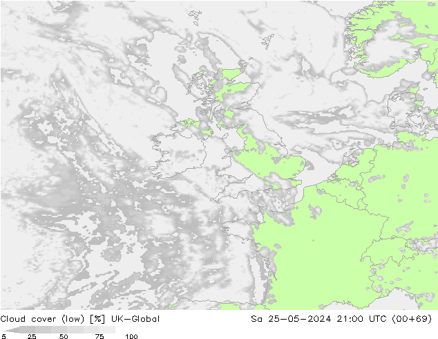 Cloud cover (low) UK-Global Sa 25.05.2024 21 UTC