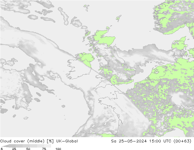 Bewolking (Middelb.) UK-Global za 25.05.2024 15 UTC