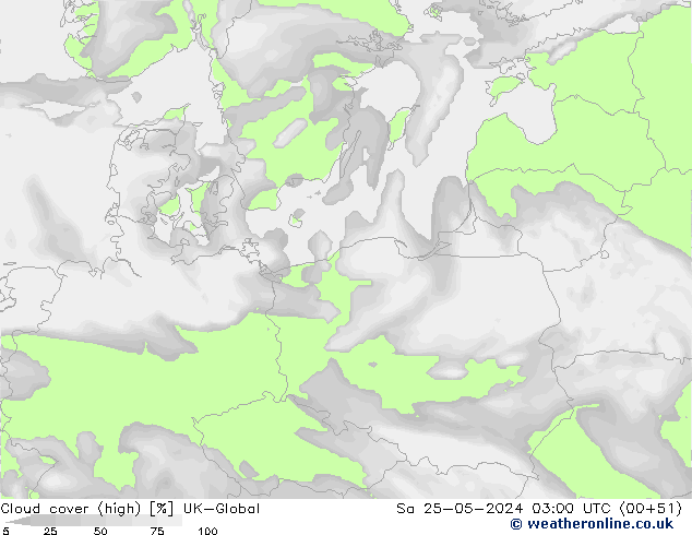 Nuages (élevé) UK-Global sam 25.05.2024 03 UTC