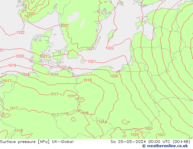 Presión superficial UK-Global sáb 25.05.2024 00 UTC