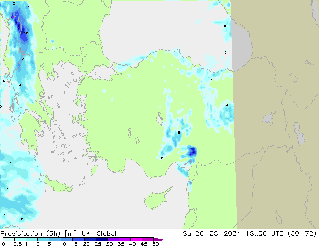 Yağış (6h) UK-Global Paz 26.05.2024 00 UTC
