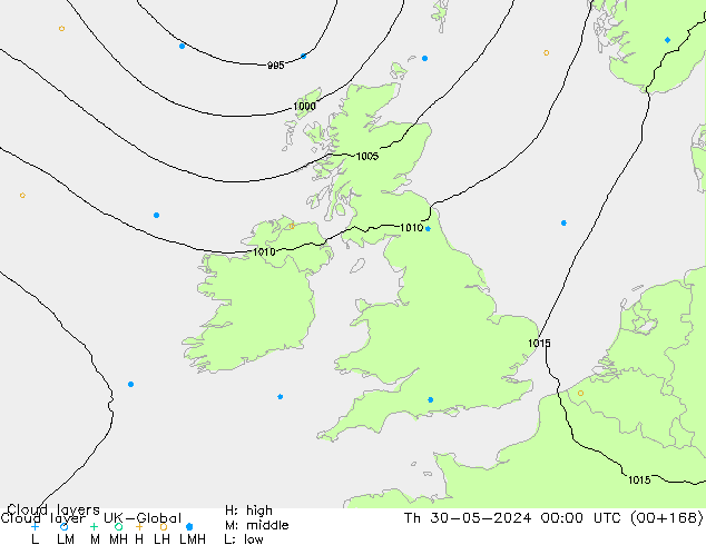 Cloud layer UK-Global Qui 30.05.2024 00 UTC