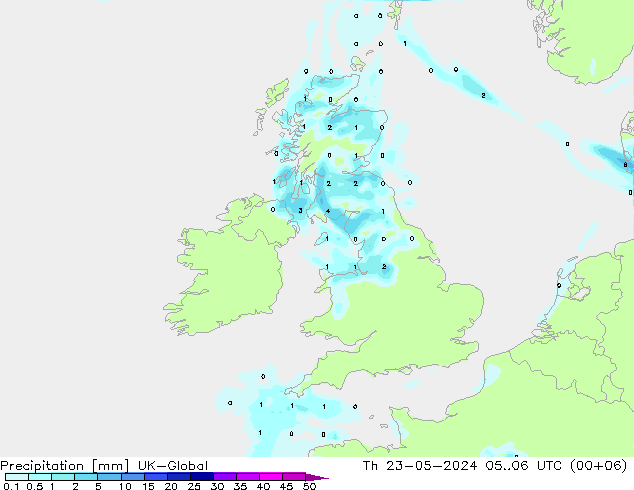降水 UK-Global 星期四 23.05.2024 06 UTC