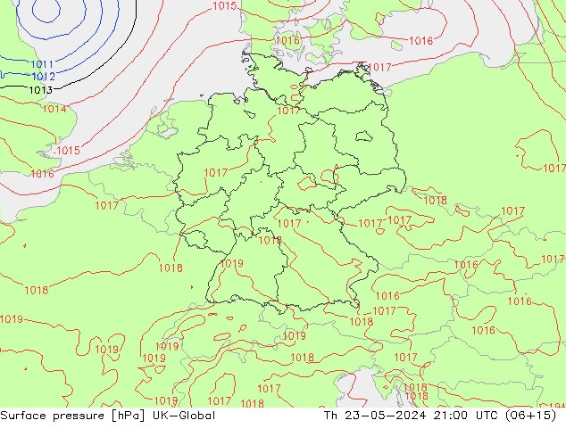 pressão do solo UK-Global Qui 23.05.2024 21 UTC