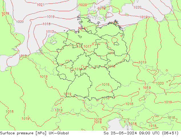 Surface pressure UK-Global Sa 25.05.2024 09 UTC