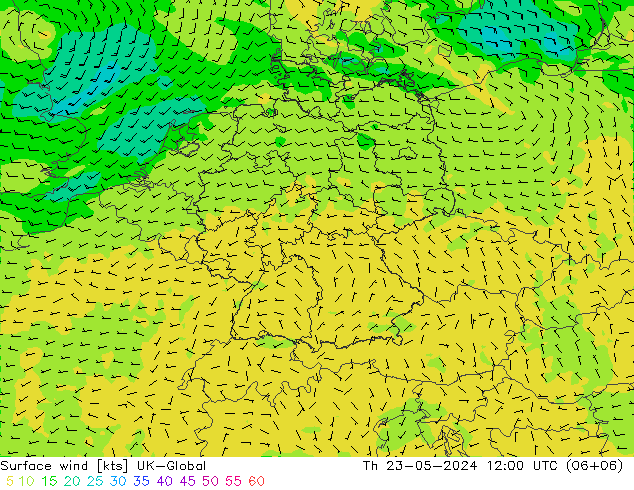 风 10 米 UK-Global 星期四 23.05.2024 12 UTC