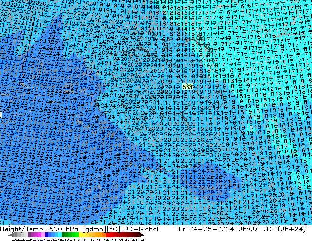 Height/Temp. 500 hPa UK-Global Fr 24.05.2024 06 UTC