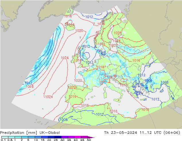 Precipitation UK-Global Th 23.05.2024 12 UTC
