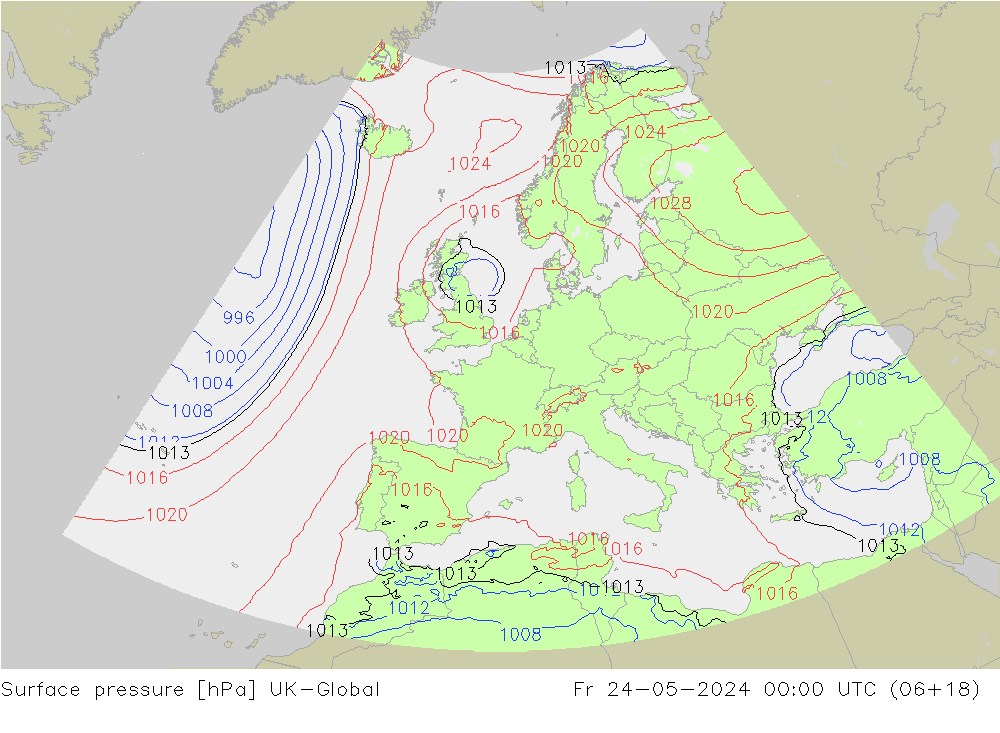 地面气压 UK-Global 星期五 24.05.2024 00 UTC