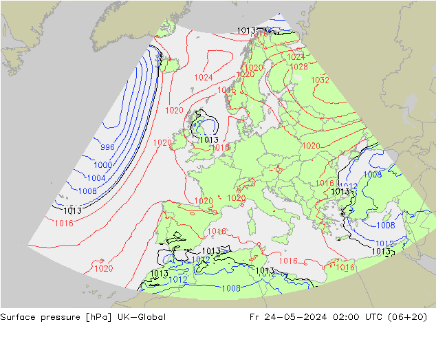 地面气压 UK-Global 星期五 24.05.2024 02 UTC