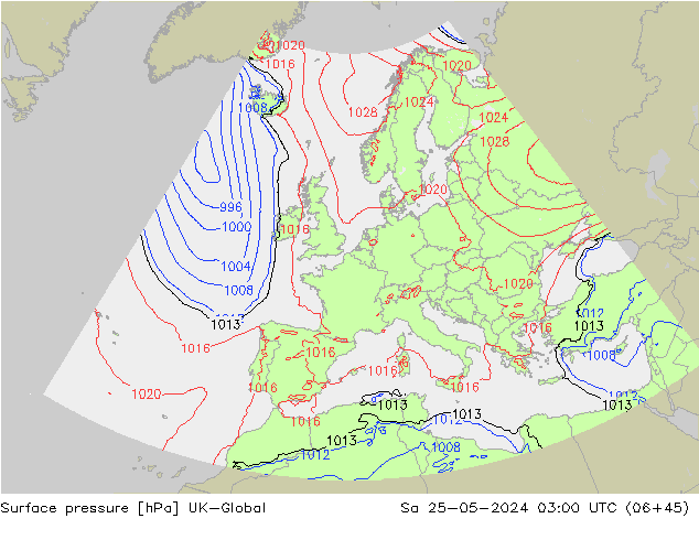 Luchtdruk (Grond) UK-Global za 25.05.2024 03 UTC