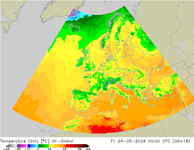 温度图 UK-Global 星期五 24.05.2024 00 UTC