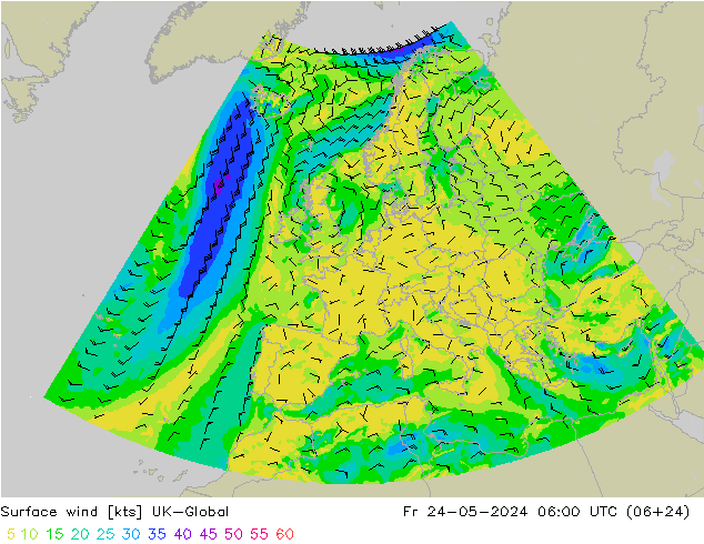 风 10 米 UK-Global 星期五 24.05.2024 06 UTC