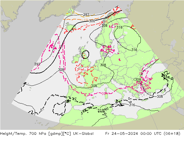 Yükseklik/Sıc. 700 hPa UK-Global Cu 24.05.2024 00 UTC