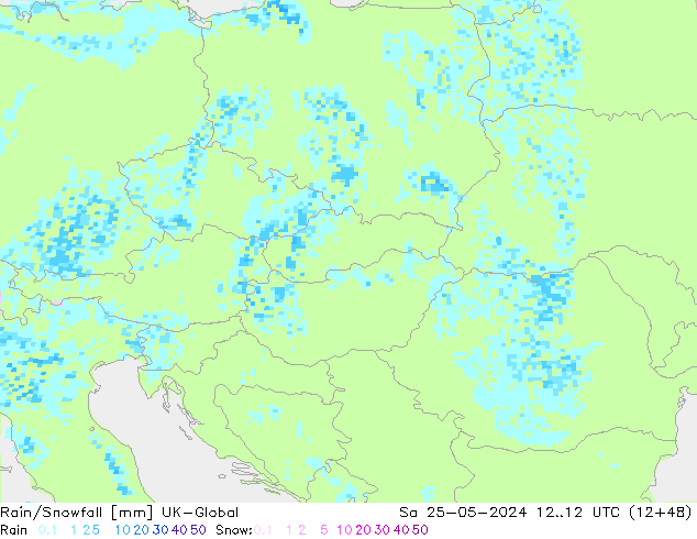 Rain/Snowfall UK-Global Sáb 25.05.2024 12 UTC
