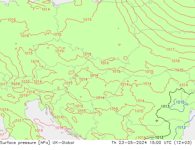 Surface pressure UK-Global Th 23.05.2024 15 UTC