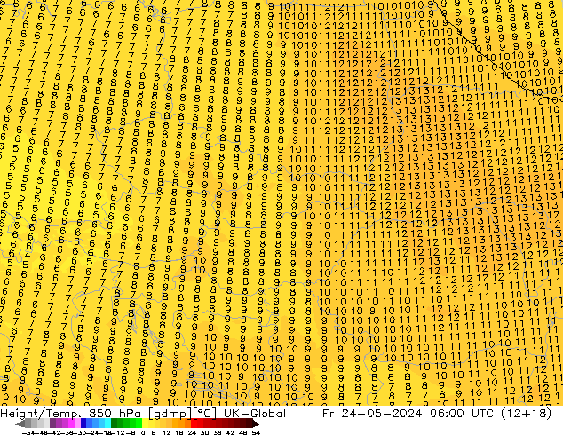 Height/Temp. 850 hPa UK-Global  24.05.2024 06 UTC