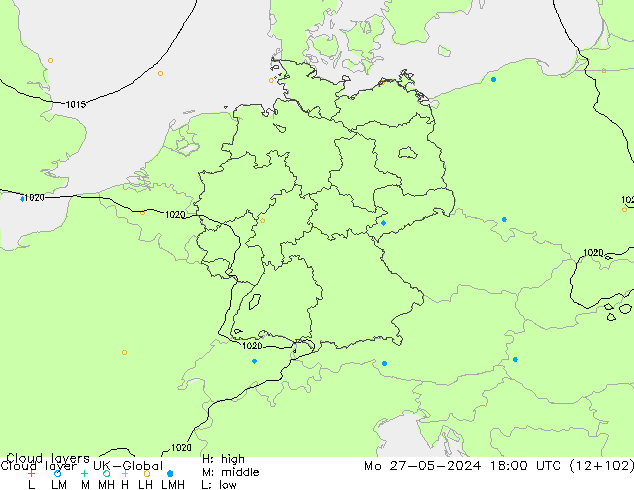 Cloud layer UK-Global Mo 27.05.2024 18 UTC