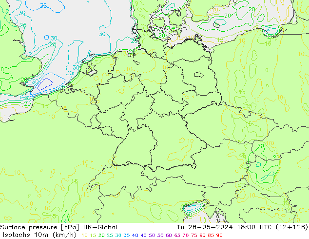 Isotachs (kph) UK-Global mar 28.05.2024 18 UTC