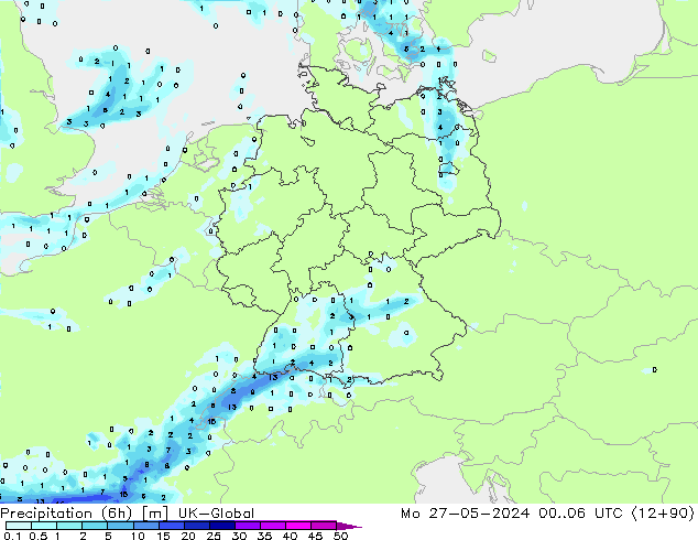 Yağış (6h) UK-Global Pzt 27.05.2024 06 UTC