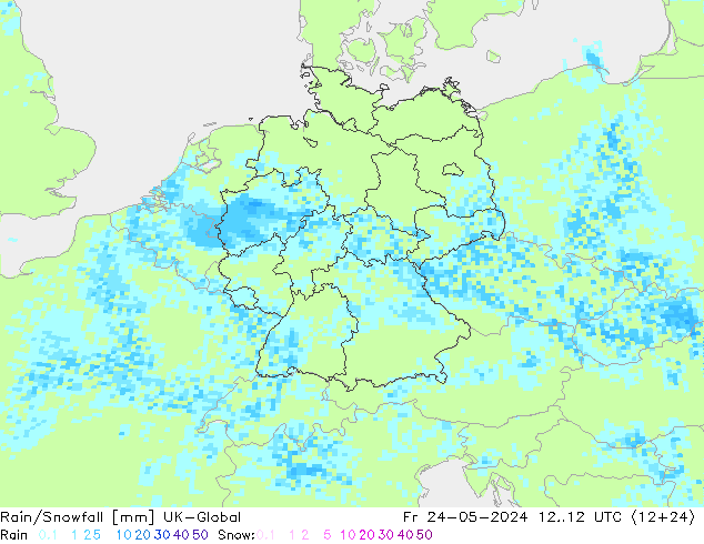 Rain/Snowfall UK-Global Pá 24.05.2024 12 UTC