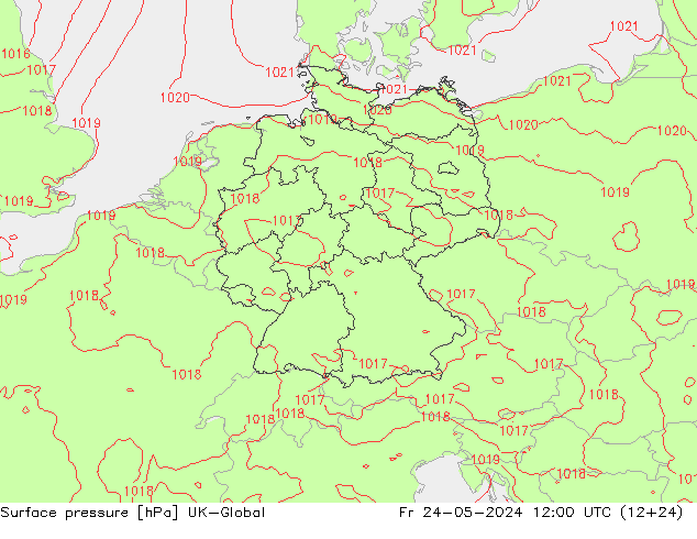 地面气压 UK-Global 星期五 24.05.2024 12 UTC