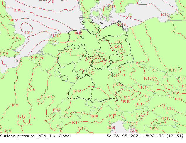 Luchtdruk (Grond) UK-Global za 25.05.2024 18 UTC