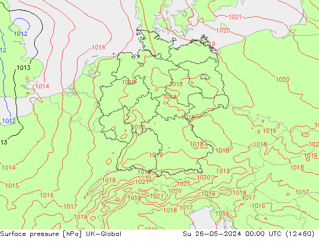 Atmosférický tlak UK-Global Ne 26.05.2024 00 UTC