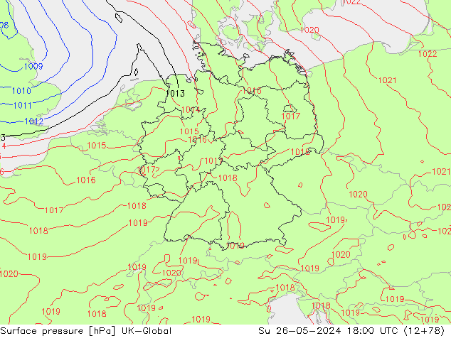 pression de l'air UK-Global dim 26.05.2024 18 UTC